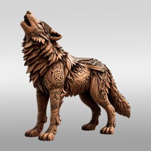 3D Illusion Wolf Design, Laser Engraving File, Artistic