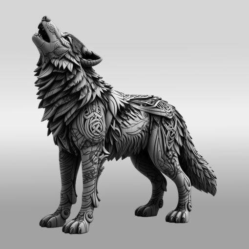 3D Illusion Wolf Design, Laser Engraving File, Artistic