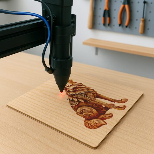 Archivo de Grabado Láser 3D, Diseño Artístico de Fauna Salvaje de Lobo Aullador - Imagen 2