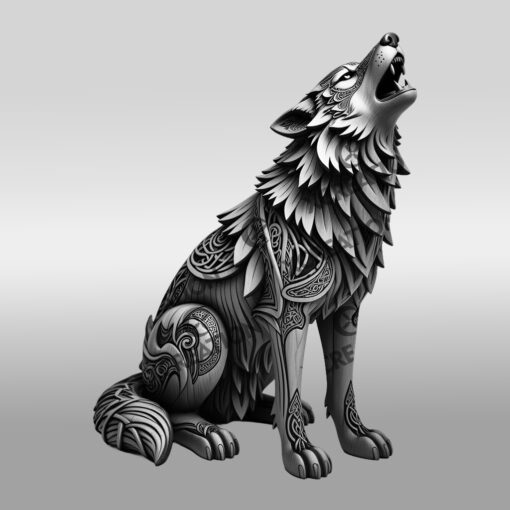 Archivo de Grabado Láser 3D, Diseño Artístico de Fauna Salvaje de Lobo Aullador - Imagen 6