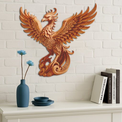 Fichier de gravure laser 3D, Illusion d'un phénix majestueux, Décoration design animal unique – Image 2