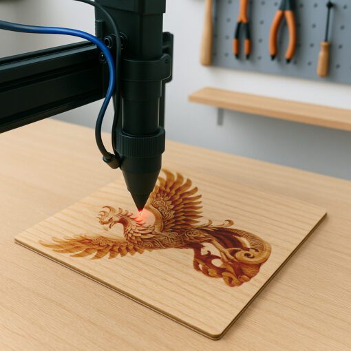 Fichier de gravure laser 3D, Illusion d'un phénix majestueux, Décoration design animal unique – Image 3