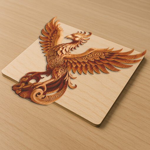 Fichier de gravure laser 3D, Illusion d'un phénix majestueux, Décoration design animal unique – Image 5