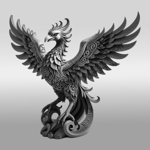 Fichier de gravure laser 3D, Illusion d'un phénix majestueux, Décoration design animal unique – Image 6