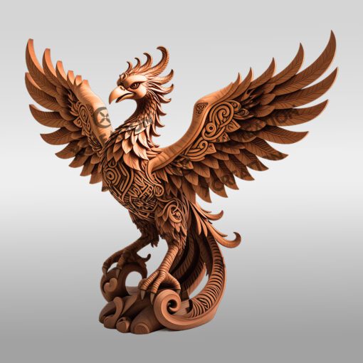 Fichier de gravure laser 3D, Illusion d'un phénix majestueux, Décoration design animal unique