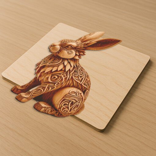 Archivo de diseño de grabado láser de ilusión animal de conejo 3D, plantilla de diseño decorativo. - Imagen 2