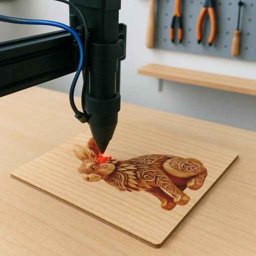 Archivo de diseño de grabado láser de ilusión animal de conejo 3D, plantilla de diseño decorativo. - Imagen 4