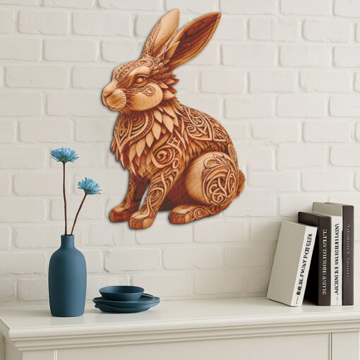 Archivo de diseño de grabado láser de ilusión animal de conejo 3D, plantilla de diseño decorativo. - Imagen 5