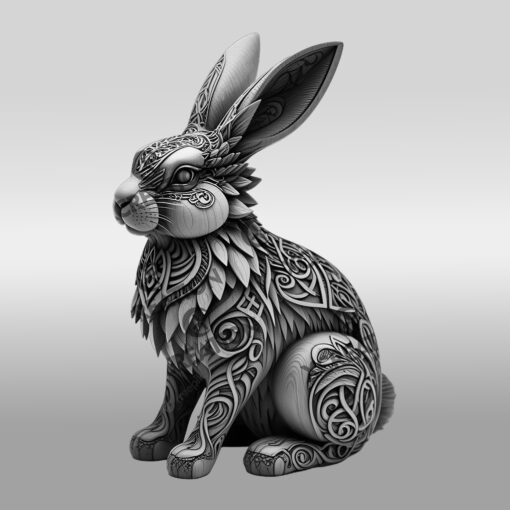 Archivo de diseño de grabado láser de ilusión animal de conejo 3D, plantilla de diseño decorativo. - Imagen 6
