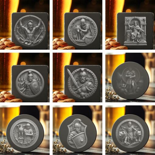 3D Roman Warrior Illusion Design Bundle, Slate Coaster