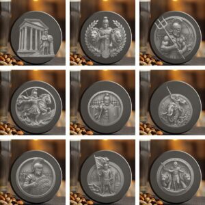 3D Roman Warrior Illusion Design Bundle, Slate Coaster