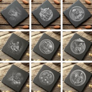 3D Roman Warrior Illusion Design Bundle, Slate Coaster