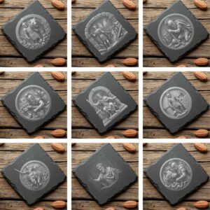 3D Roman Warrior Illusion Design Bundle, Slate Coaster