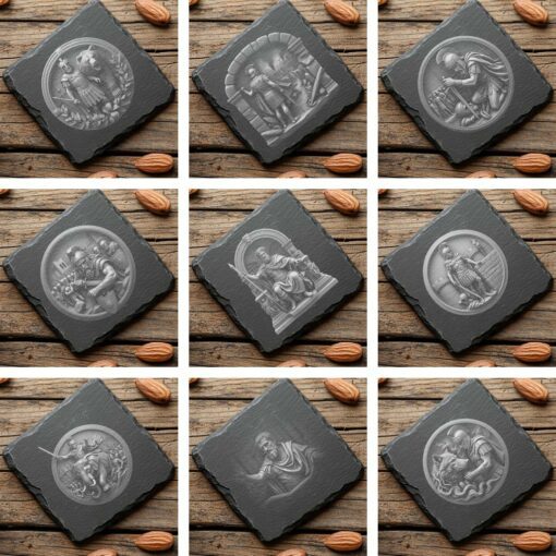 3D Roman Warrior Illusion Design Bundle, Slate Coaster