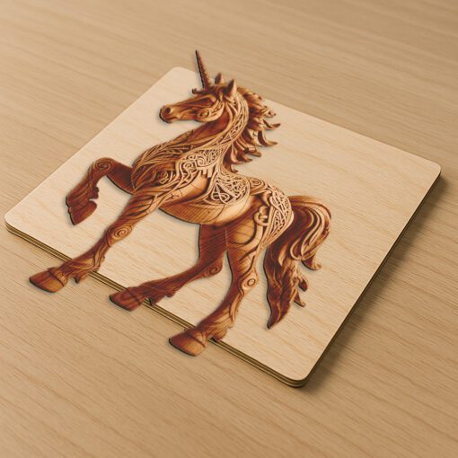 Design de Gravure Laser Licorne 3D, Illustration Animale Magique pour Loisirs Créatifs. – Image 5