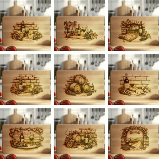 50 File laser di incisione per bottiglie di vino vintage, uva, tagliere di affettati, decorazione da cucina - immagine 2