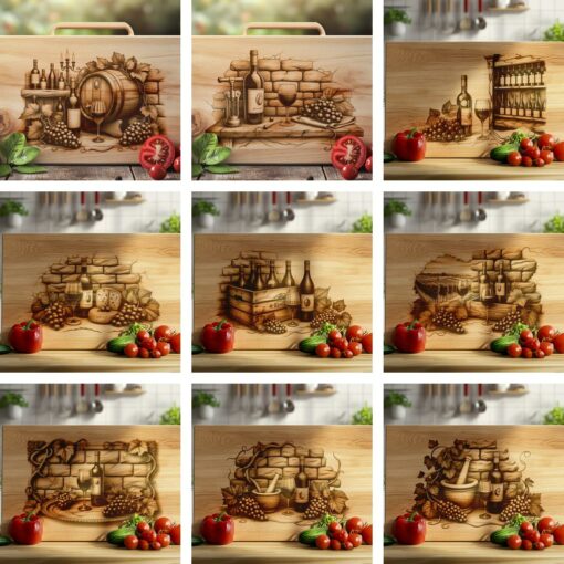 50 File laser di incisione per bottiglie di vino vintage, uva, tagliere di affettati, decorazione da cucina - immagine 4