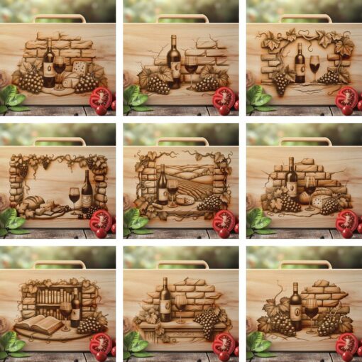 50 File laser di incisione per bottiglie di vino vintage, uva, tagliere di affettati, decorazione da cucina - immagine 6