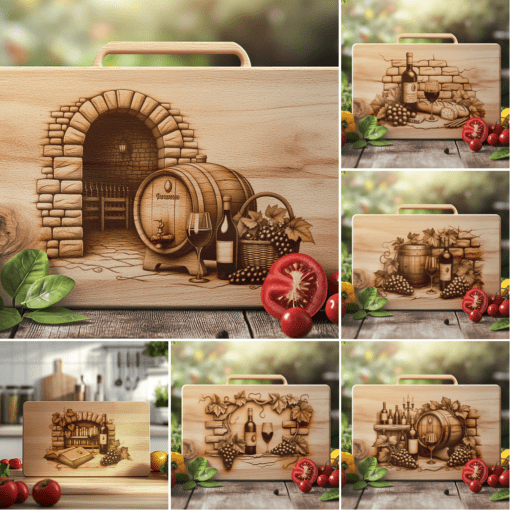 50 File laser di incisione per bottiglie di vino vintage, uva, tagliere di affettati, decorazione da cucina