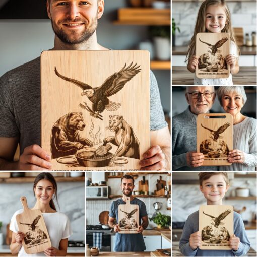 American Eagle Animal BBQ Charcuterie Board Laser Engraving
