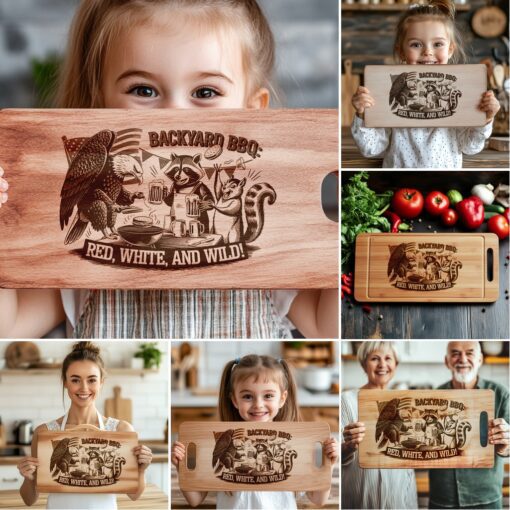 American Eagle Animal BBQ Charcuterie Board Laser Engraving