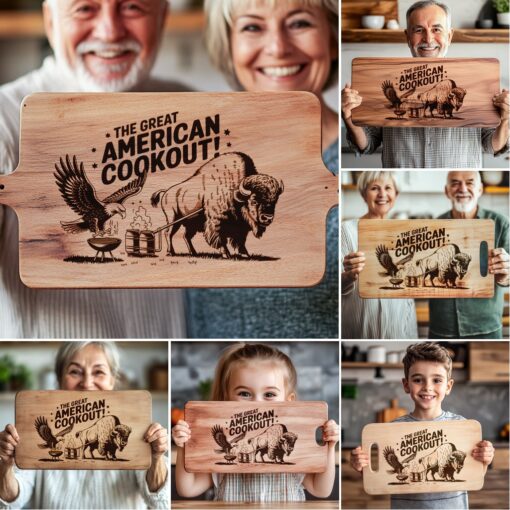 American Eagle Animal BBQ Charcuterie Board Laser Engraving