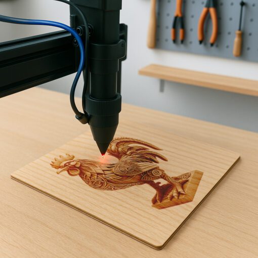 File di design di illusione 3D animale, scena dettagliata di gallo per progetti fai-da-te creativi - immagine 2
