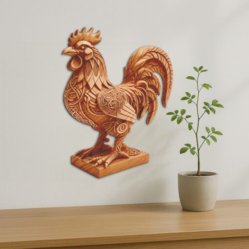 File di design di illusione 3D animale, scena dettagliata di gallo per progetti fai-da-te creativi - immagine 5