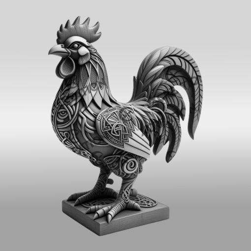 File di design di illusione 3D animale, scena dettagliata di gallo per progetti fai-da-te creativi - immagine 6
