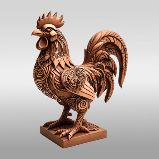 File di design di illusione 3D animale, scena dettagliata di gallo per progetti fai-da-te creativi