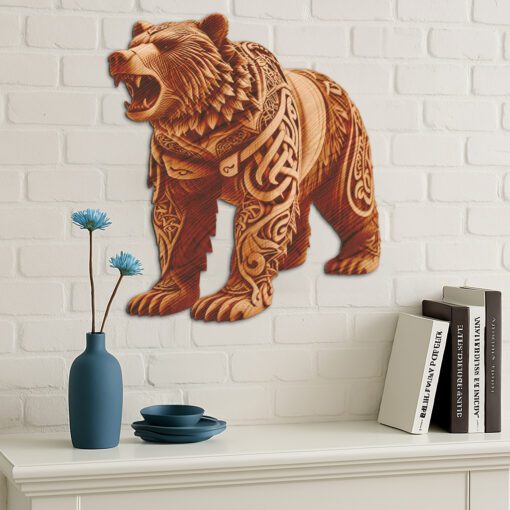 Fichier gravure laser d'illusion 3D ours, modèle numérique d'art animalier, cadeau de décoration intérieure – Image 3