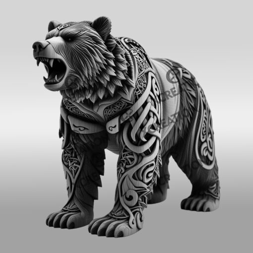 Fichier gravure laser d'illusion 3D ours, modèle numérique d'art animalier, cadeau de décoration intérieure – Image 6