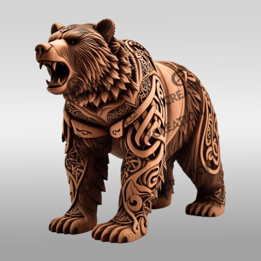 Fichier gravure laser d'illusion 3D ours, modèle numérique d'art animalier, cadeau de décoration intérieure