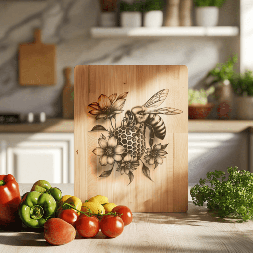 Tavolozza da affettati 3D con illusione di ape e fiore, file di incisione laser per decorazioni da cucina - immagine 2