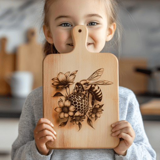 Tavolozza da affettati 3D con illusione di ape e fiore, file di incisione laser per decorazioni da cucina - immagine 3