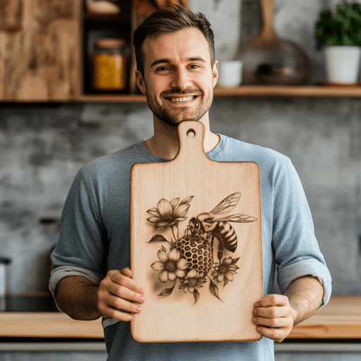 Tavolozza da affettati 3D con illusione di ape e fiore, file di incisione laser per decorazioni da cucina - immagine 4