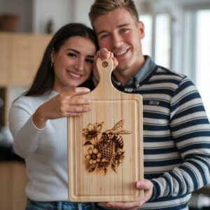 Bee and Flower 3D Illusion Charcuterie Board Laser