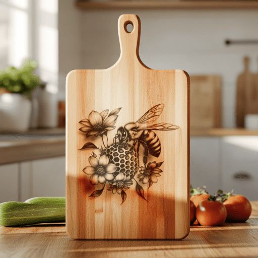 Tavolozza da affettati 3D con illusione di ape e fiore, file di incisione laser per decorazioni da cucina - immagine 6