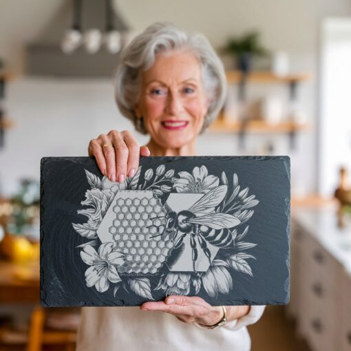 Bee and Honeycomb Slate Cheese Board Engraving File,