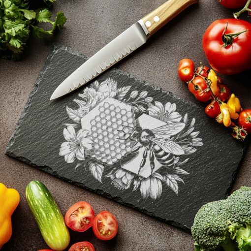 Bee and Honeycomb Slate Cheese Board Engraving File,