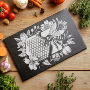 Bee and Honeycomb Slate Cheese Board Engraving File,