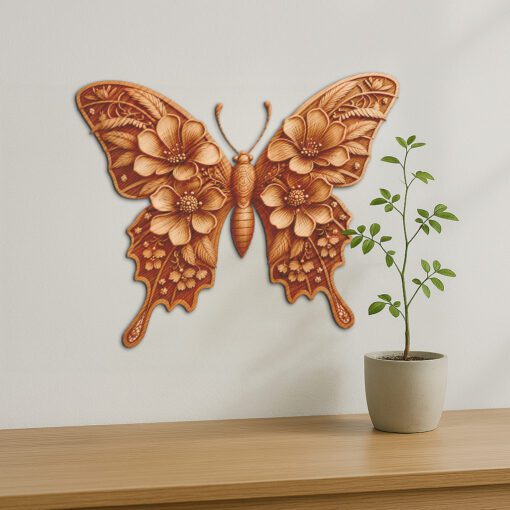 Fichier de gravure laser 3D d'illusion de fleur papillon, design artistique de décoration intérieure. – Image 4