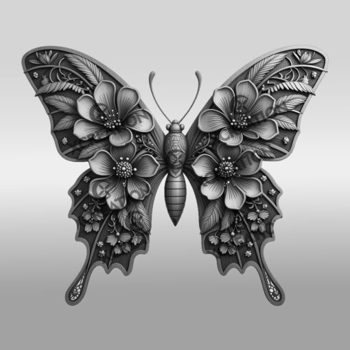 Fichier de gravure laser 3D d'illusion de fleur papillon, design artistique de décoration intérieure. – Image 6