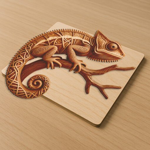 Grabado de Ilusión 3D de Camaleón, Arte Detallado de Animales para Decoración del Hogar, Manualidades - Imagen 2