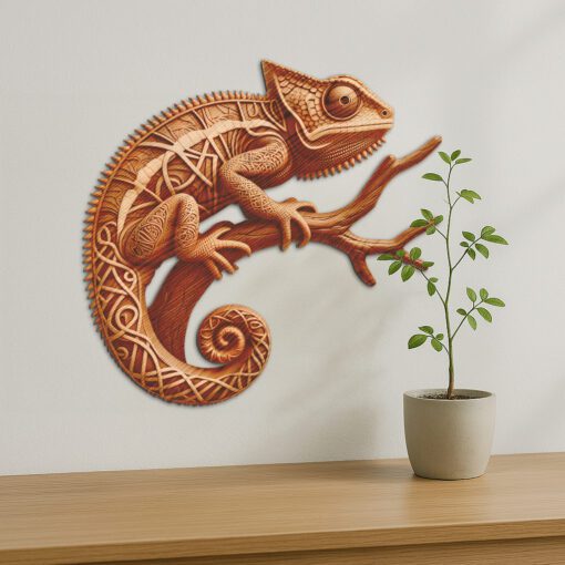 Grabado de Ilusión 3D de Camaleón, Arte Detallado de Animales para Decoración del Hogar, Manualidades - Imagen 4