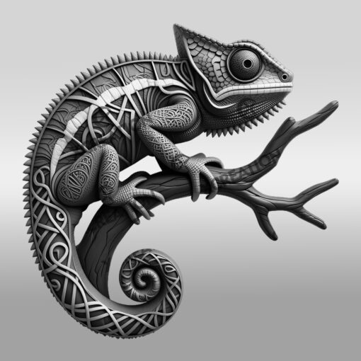 Grabado de Ilusión 3D de Camaleón, Arte Detallado de Animales para Decoración del Hogar, Manualidades - Imagen 6