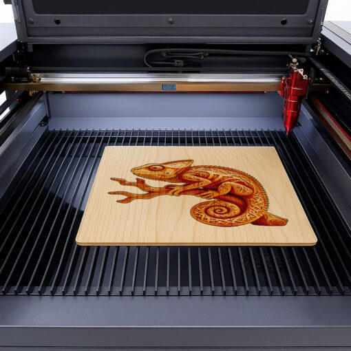 Fichier de gravure laser d'illusion 3D de caméléon, design d'art animalier de branche pour projets – Image 5