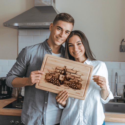 Design di incisione per tagliere di salumi, arte su bottiglia di vino retrò, decorazione per cucina con muro di mattoni - immagine 6