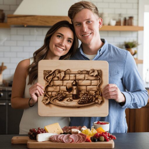 Charcuterie Board Engraving Design, Retro Wine Bottle, Brick