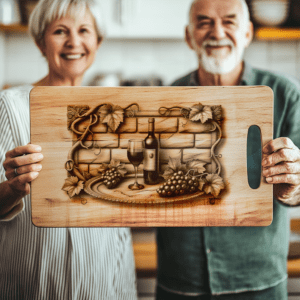 Charcuterie Board Engraving Design, Retro Wine Bottle, Brick